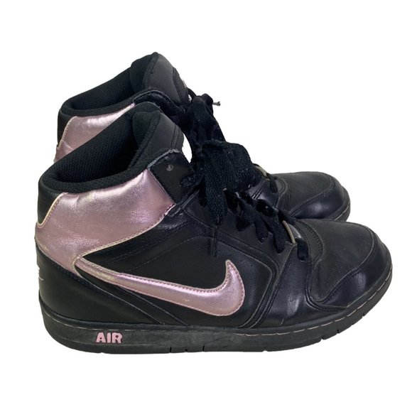 Nike Air Women Sz 8.5 Black Pink Metallic Swoosh High Top Athletic Sneaker Shoes - Picture 1 of 10